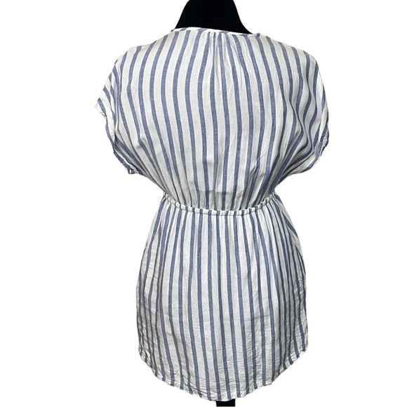 Rails Revolve Cap Sleeve Front Tie Charolette Grenadine Stripe Mini Dress, Small - Picture 2 of 10